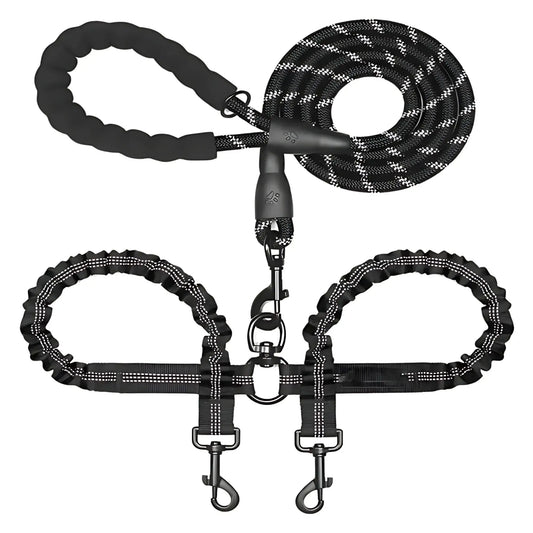 Double Dog Leash with Padded Handle