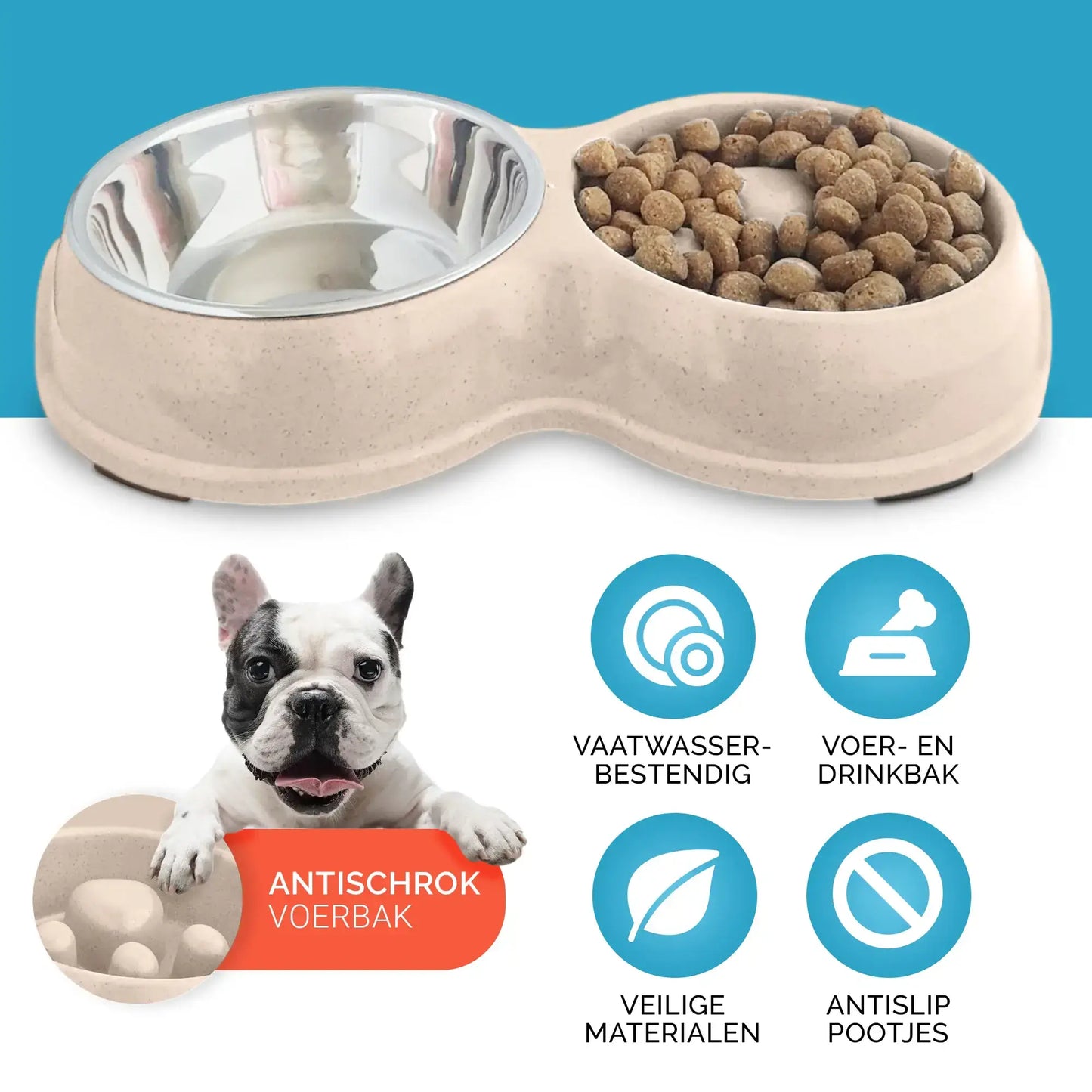 Anti-gulp bowl for cats and small dogs