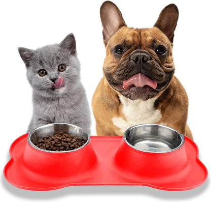 Double Feeder for Cats and Dogs