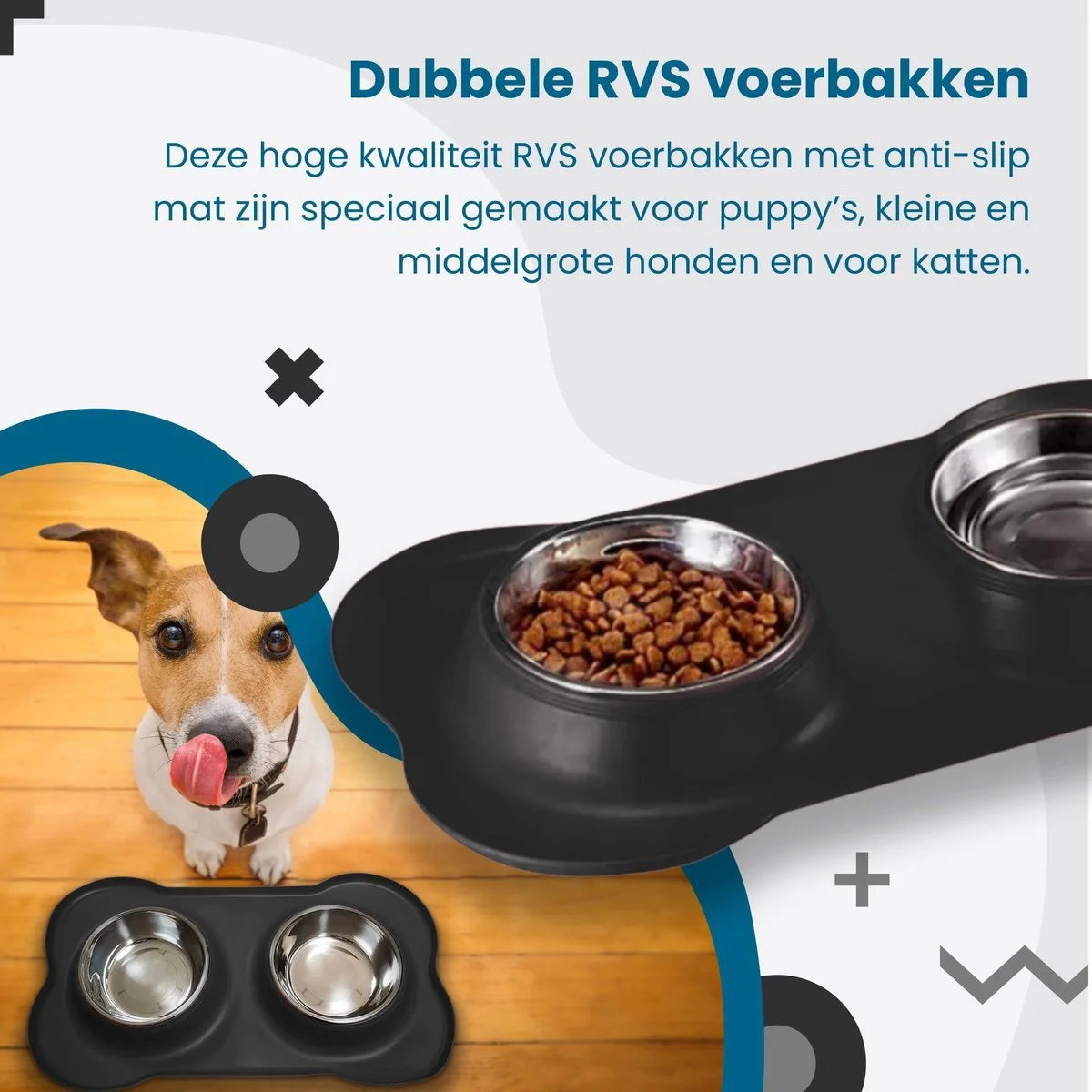 Double Feeder for Cats and Dogs