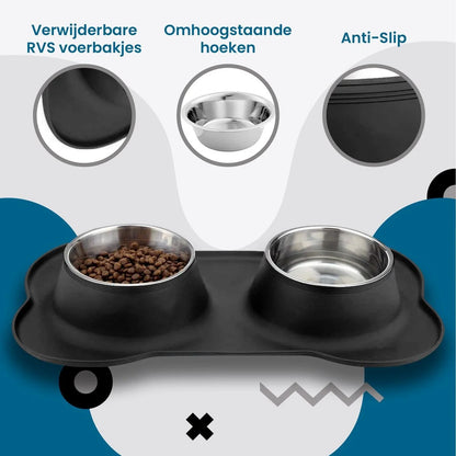 Double Feeder for Cats and Dogs