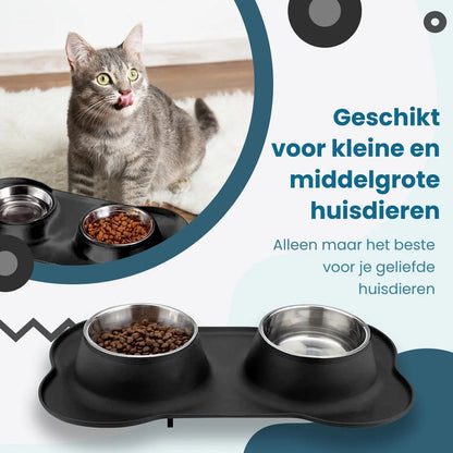 Double Feeder for Cats and Dogs