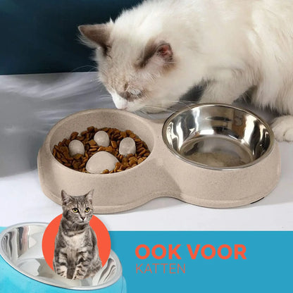 Anti-gulp bowl for cats and small dogs