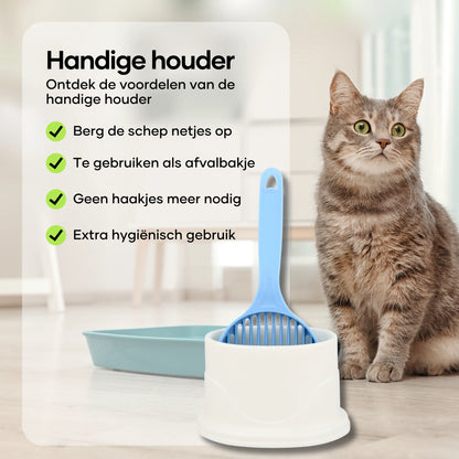 Cat litter scoop with holder