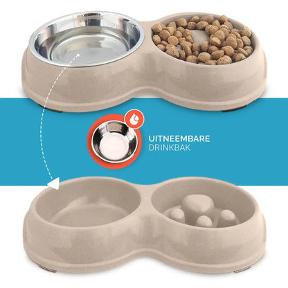 Anti-gulp bowl for cats and small dogs